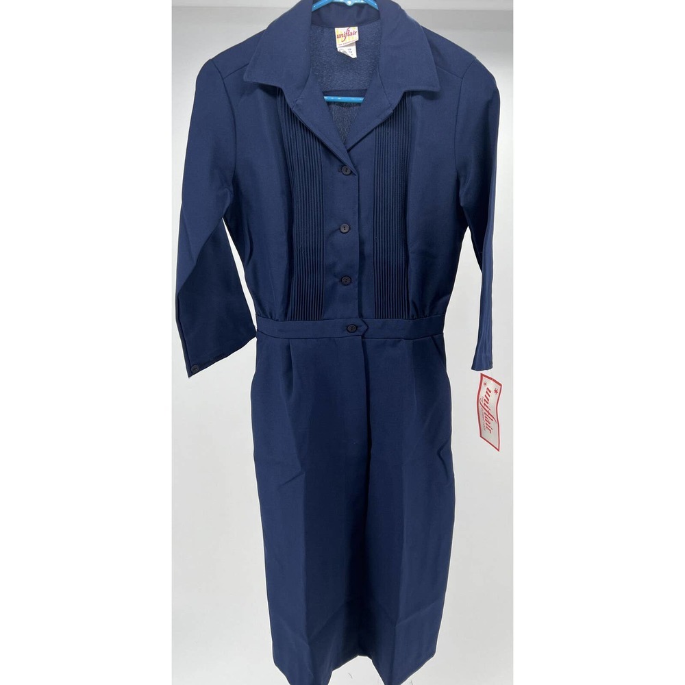 Vintage Uniflair Uniform Dress Maid Waitress Navy Blue New Old Stock Size 8 USA